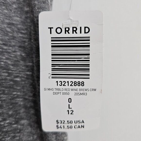 NWT TORRID T-Shirt Top GRAY size 0 L 12 Red Wine & Brews Flag Patriotic Fun Cute - Picture 5 of 6